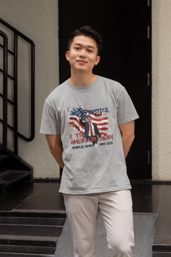 Charlie Kirk Tribute Shirt- Light Grey - Image 3